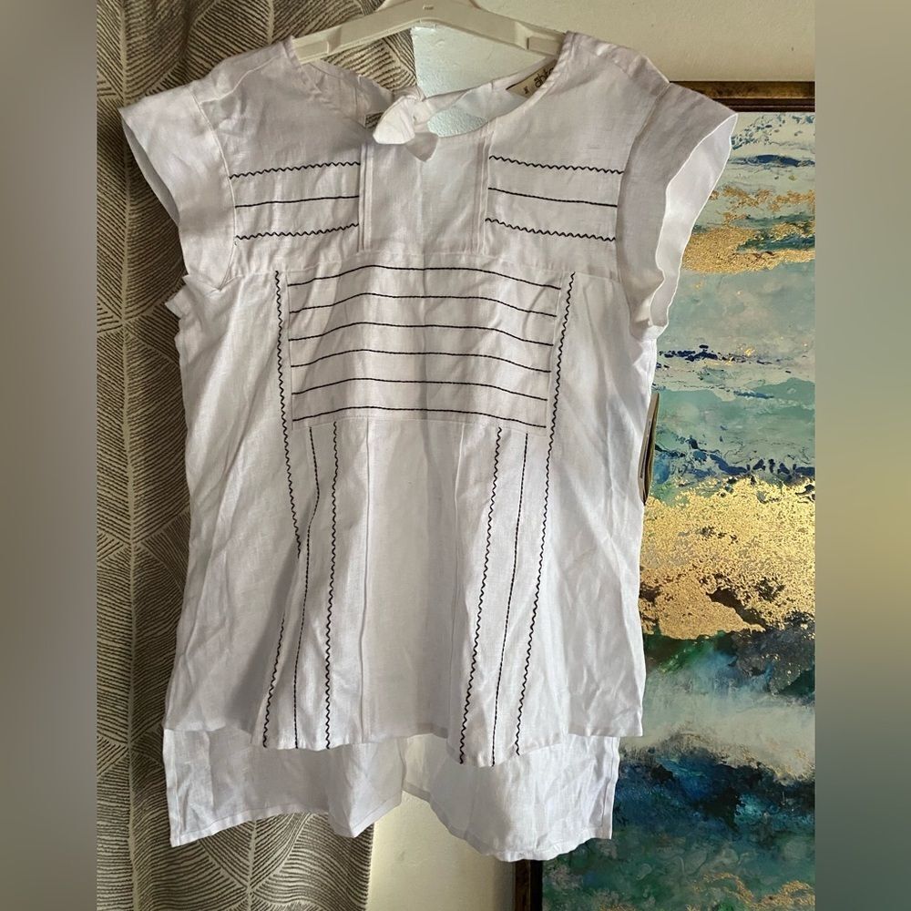 Abito Collezioni Womens Size Small White 100% Linen Shirt, made in Mexico